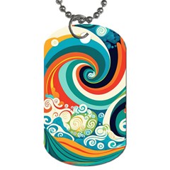 Waves Ocean Sea Abstract Whimsical Abstract Art 2 Dog Tag (two Sides) by Wegoenart