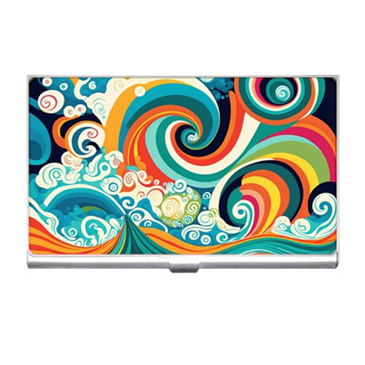 Waves Ocean Sea Abstract Whimsical Abstract Art 2 Business Card Holder