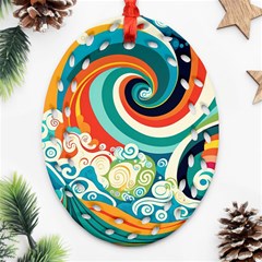 Waves Ocean Sea Abstract Whimsical Abstract Art 2 Ornament (oval Filigree) by Wegoenart