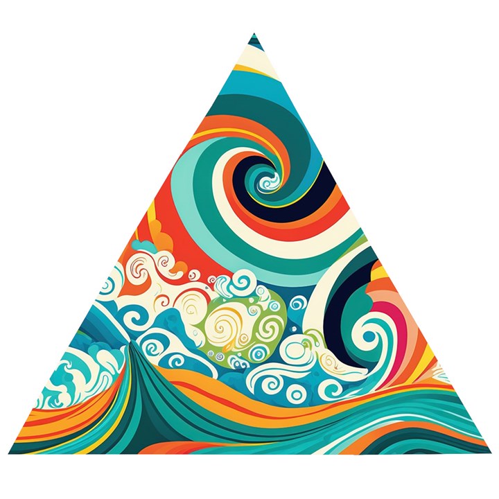 Waves Ocean Sea Abstract Whimsical Abstract Art 2 Wooden Puzzle Triangle