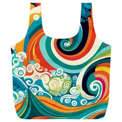 Waves Ocean Sea Abstract Whimsical Abstract Art 2 Full Print Recycle Bag (xxxl) by Wegoenart