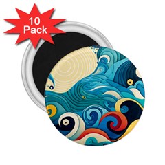 Waves Ocean Sea Abstract Whimsical Abstract Art 5 2 25  Magnets (10 Pack)  by Wegoenart