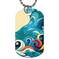 Waves Ocean Sea Abstract Whimsical Abstract Art 5 Dog Tag (one Side) by Wegoenart