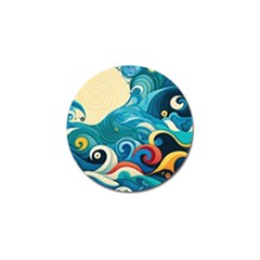 Waves Ocean Sea Abstract Whimsical Abstract Art 5 Golf Ball Marker by Wegoenart