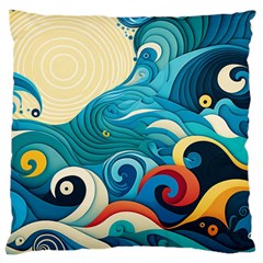 Waves Ocean Sea Abstract Whimsical Abstract Art 5 Large Cushion Case (two Sides) by Wegoenart