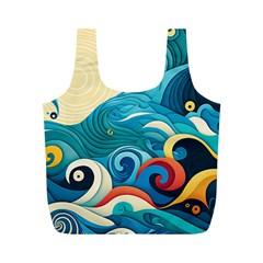 Waves Ocean Sea Abstract Whimsical Abstract Art 5 Full Print Recycle Bag (m) by Wegoenart