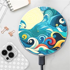 Waves Ocean Sea Abstract Whimsical Abstract Art 5 Wireless Fast Charger(white) by Wegoenart