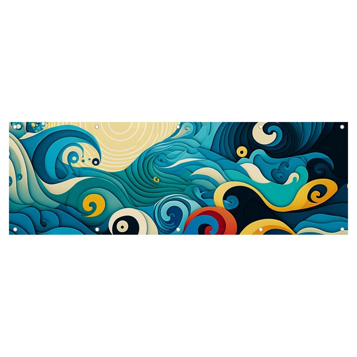 Waves Ocean Sea Abstract Whimsical Abstract Art 5 Banner and Sign 12  x 4 