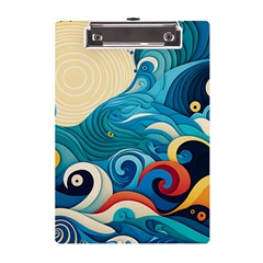 Waves Ocean Sea Abstract Whimsical Abstract Art 5 A5 Acrylic Clipboard by Wegoenart