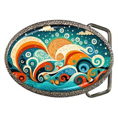 Waves Ocean Sea Abstract Whimsical Abstract Art 4 Belt Buckles by Wegoenart