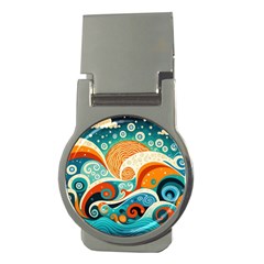 Waves Ocean Sea Abstract Whimsical Abstract Art 4 Money Clips (round)  by Wegoenart