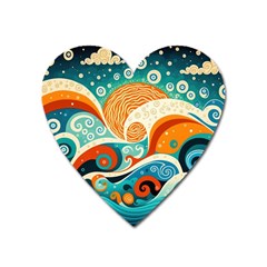 Waves Ocean Sea Abstract Whimsical Abstract Art 4 Heart Magnet by Wegoenart