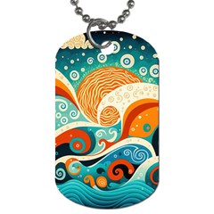 Waves Ocean Sea Abstract Whimsical Abstract Art 4 Dog Tag (one Side) by Wegoenart