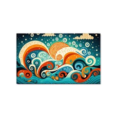 Waves Ocean Sea Abstract Whimsical Abstract Art 4 Sticker Rectangular (100 Pack) by Wegoenart