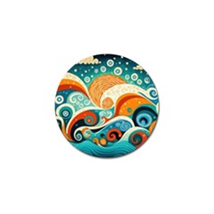 Waves Ocean Sea Abstract Whimsical Abstract Art 4 Golf Ball Marker (4 Pack) by Wegoenart