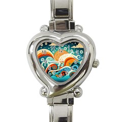 Waves Ocean Sea Abstract Whimsical Abstract Art 4 Heart Italian Charm Watch by Wegoenart