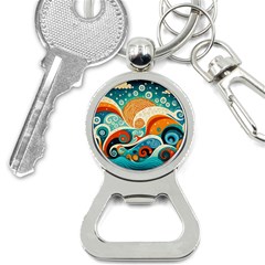 Waves Ocean Sea Abstract Whimsical Abstract Art 4 Bottle Opener Key Chain by Wegoenart