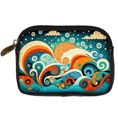 Waves Ocean Sea Abstract Whimsical Abstract Art 4 Digital Camera Leather Case by Wegoenart