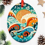 Waves Ocean Sea Abstract Whimsical Abstract Art 4 Oval Filigree Ornament (Two Sides) Front