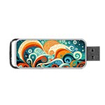 Waves Ocean Sea Abstract Whimsical Abstract Art 4 Portable USB Flash (One Side) Front