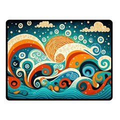 Waves Ocean Sea Abstract Whimsical Abstract Art 4 Two Sides Fleece Blanket (small) by Wegoenart