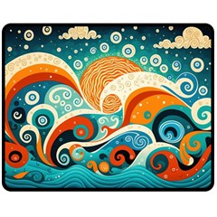 Waves Ocean Sea Abstract Whimsical Abstract Art 4 Two Sides Fleece Blanket (medium) by Wegoenart