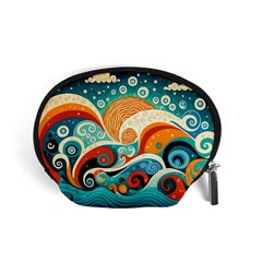 Waves Ocean Sea Abstract Whimsical Abstract Art 4 Accessory Pouch (small) by Wegoenart