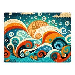 Waves Ocean Sea Abstract Whimsical Abstract Art 4 Two Sides Premium Plush Fleece Blanket (mini) by Wegoenart