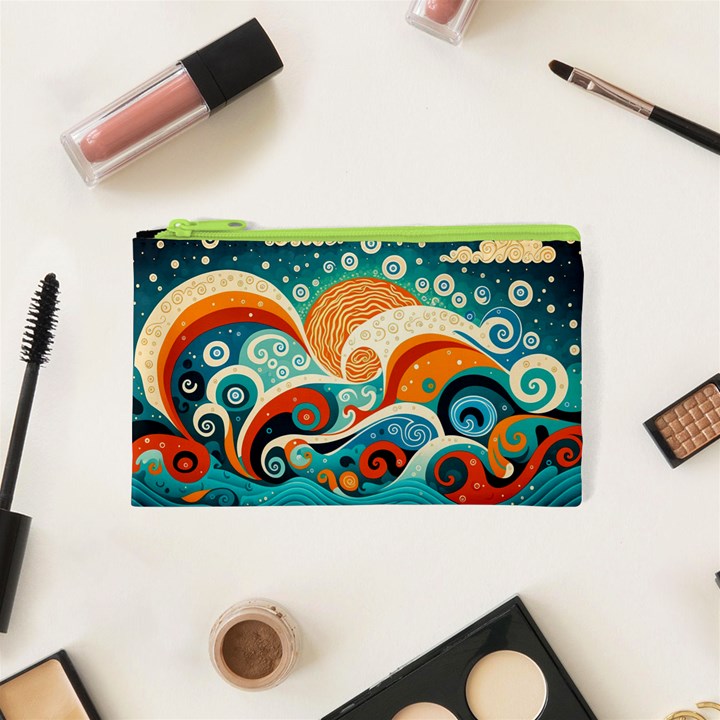 Waves Ocean Sea Abstract Whimsical Abstract Art 4 Cosmetic Bag (XS)