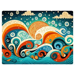 Waves Ocean Sea Abstract Whimsical Abstract Art 4 Two Sides Premium Plush Fleece Blanket (extra Small) by Wegoenart