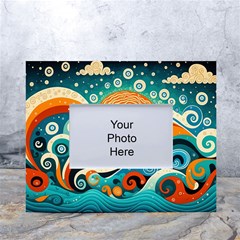 Waves Ocean Sea Abstract Whimsical Abstract Art 4 White Tabletop Photo Frame 4 x6  by Wegoenart