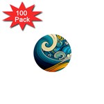 Waves Ocean Sea Abstract Whimsical Abstract Art 3 1  Mini Magnets (100 pack)  Front