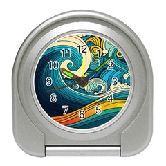 Waves Ocean Sea Abstract Whimsical Abstract Art 3 Travel Alarm Clock by Wegoenart