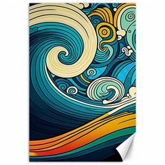 Waves Ocean Sea Abstract Whimsical Abstract Art 3 Canvas 24  X 36  by Wegoenart