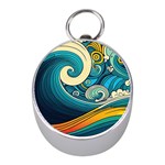 Waves Ocean Sea Abstract Whimsical Abstract Art 3 Mini Silver Compasses Front