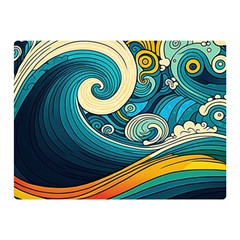 Waves Ocean Sea Abstract Whimsical Abstract Art 3 Two Sides Premium Plush Fleece Blanket (mini) by Wegoenart