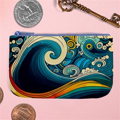 Waves Ocean Sea Abstract Whimsical Abstract Art 3 Large Coin Purse by Wegoenart