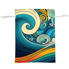 Waves Ocean Sea Abstract Whimsical Abstract Art 3 Lightweight Drawstring Pouch (xl) by Wegoenart