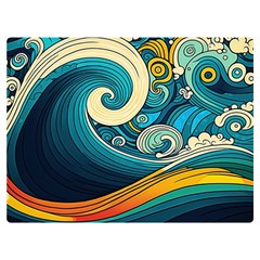 Waves Ocean Sea Abstract Whimsical Abstract Art 3 Two Sides Premium Plush Fleece Blanket (extra Small) by Wegoenart