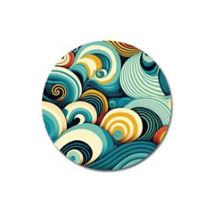 Waves Ocean Sea Abstract Whimsical Abstract Art 6 Magnet 3  (round) by Wegoenart