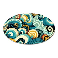 Waves Ocean Sea Abstract Whimsical Abstract Art 6 Oval Magnet by Wegoenart