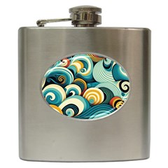 Waves Ocean Sea Abstract Whimsical Abstract Art 6 Hip Flask (6 Oz) by Wegoenart