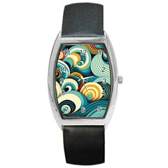 Waves Ocean Sea Abstract Whimsical Abstract Art 6 Barrel Style Metal Watch by Wegoenart