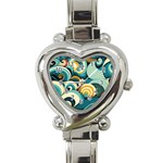 Waves Ocean Sea Abstract Whimsical Abstract Art 6 Heart Italian Charm Watch Front