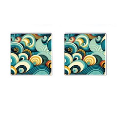 Waves Ocean Sea Abstract Whimsical Abstract Art 6 Cufflinks (square) by Wegoenart