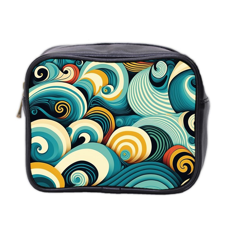 Waves Ocean Sea Abstract Whimsical Abstract Art 6 Mini Toiletries Bag (Two Sides)