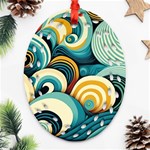 Waves Ocean Sea Abstract Whimsical Abstract Art 6 Oval Filigree Ornament (Two Sides) Front