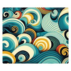 Waves Ocean Sea Abstract Whimsical Abstract Art 6 Premium Plush Fleece Blanket (small) by Wegoenart