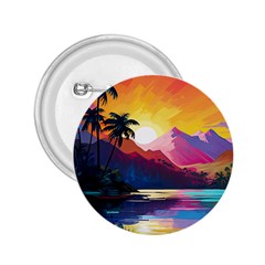 Ai Generated Tropical Island Sunset Landscape 2.25  Buttons