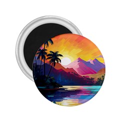 Ai Generated Tropical Island Sunset Landscape 2.25  Magnets